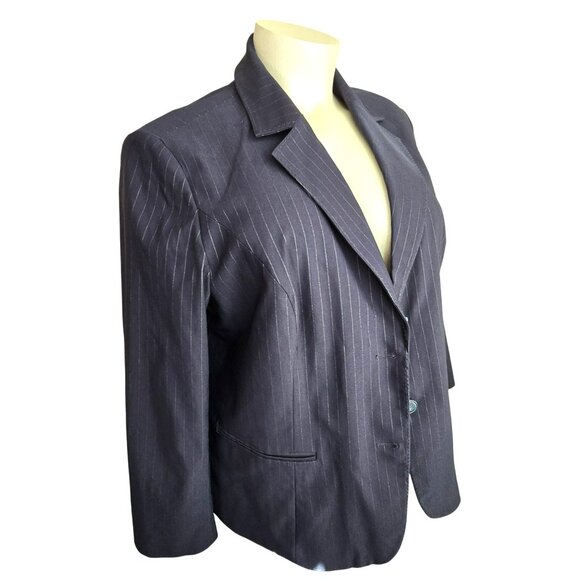 Lane Bryant Womens Pinstripe Blazer Navy Blue Womans Plus Size 28 JJ4033 - Picture 8 of 11